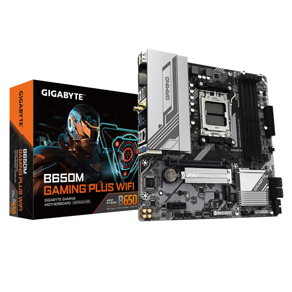  B650 m-ATX Motherboard: AM5 Socket For AMD Ryzen 7000/8000 Series Processors<br>4x DDR5, 4x SATA 6Gb/s, PCIE 4.0, 2x M.2 Gen4, USB 3.2, 2.5Gbps LAN, Wi-Fi 6E + Bluetooth 5.3, Realtek ALC897 Audio, HDMI/DP  